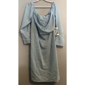 Future Collective Womens Long Sleeve Dress Light Blue‎ 20 Stretchy Boho Cottage